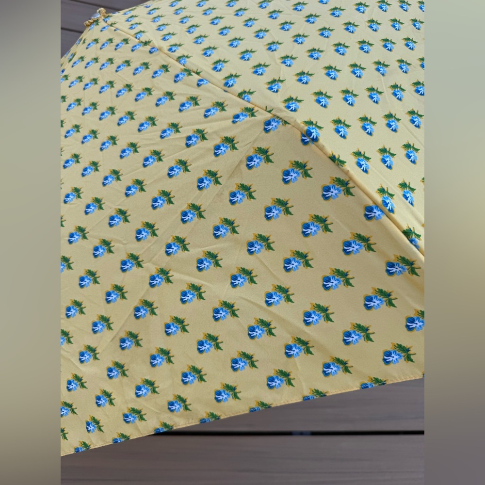 Vintage Vera Bradley Katherine Print Umbrella Bright Yellow & Blue Floral Print - Picture 7 of 8
